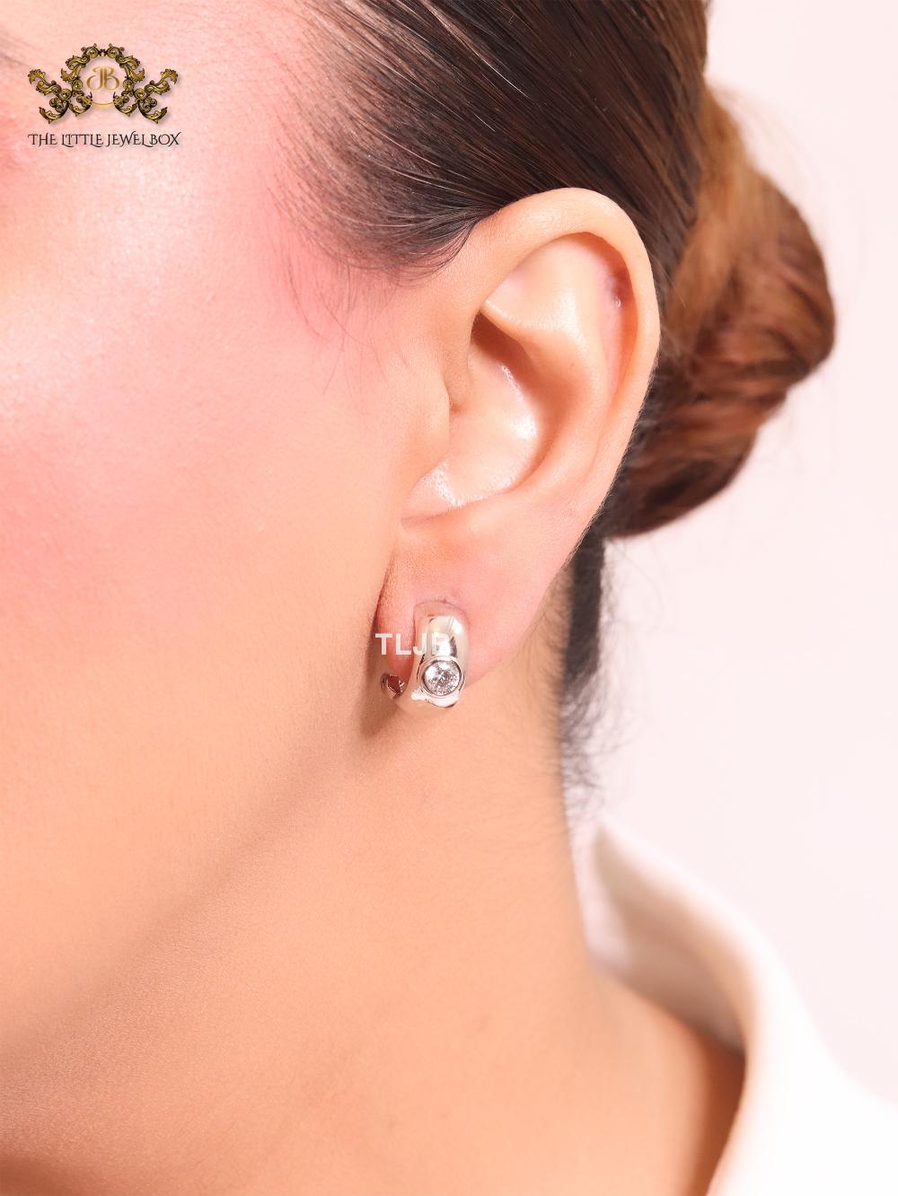 Small hoops with studded cz - Rose gold