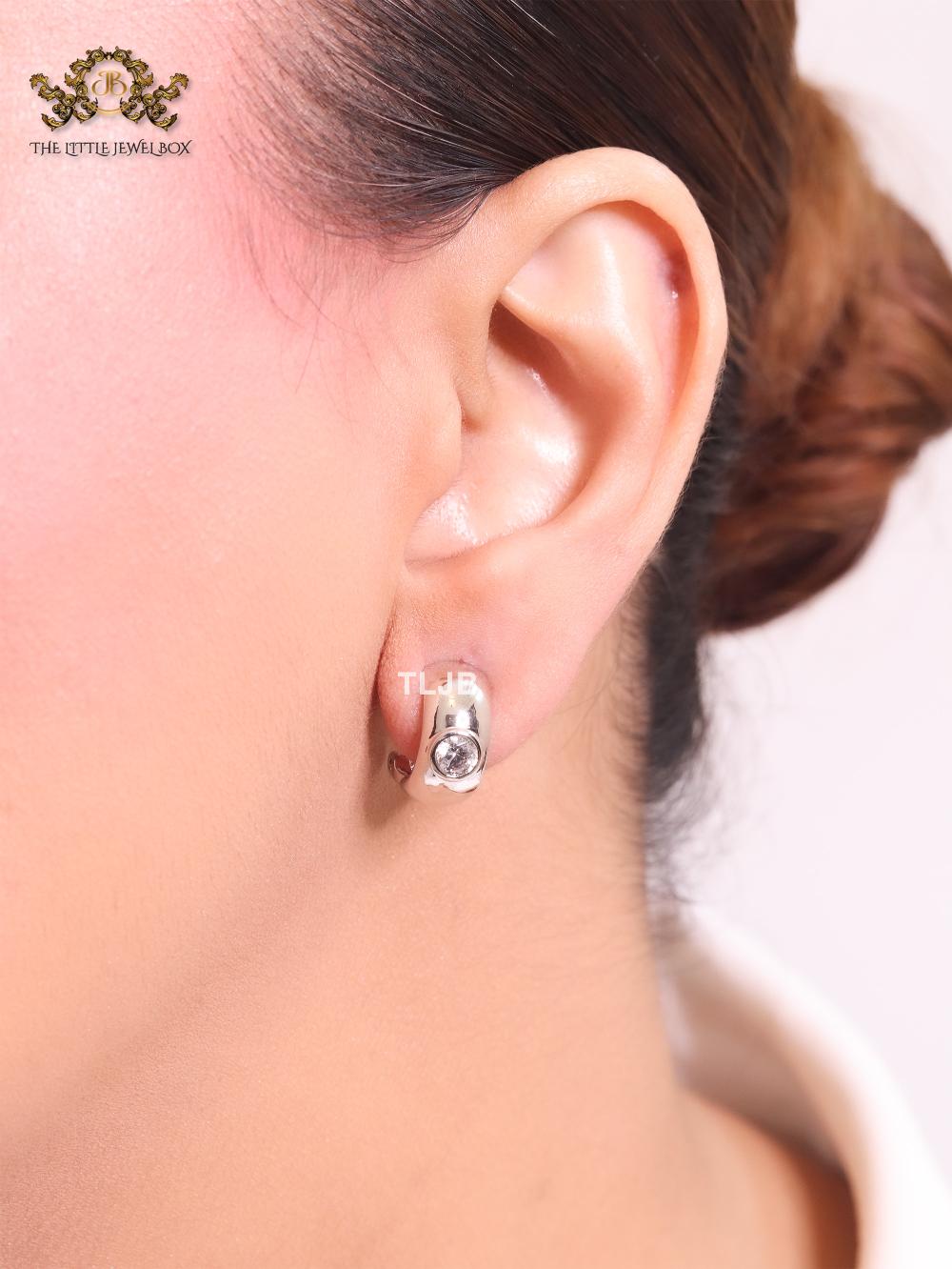 Small hoops with studded cz - Rose gold