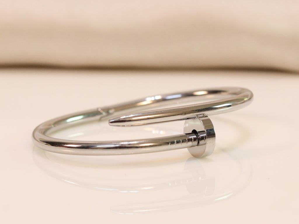 platinum plated nail bracelet with cz