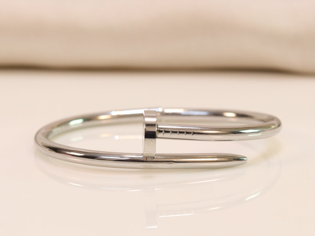 platinum plated nail bracelet with cz