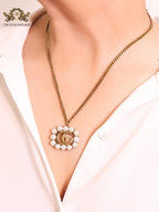 Rustic double g with pearls chain
