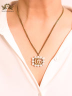 Rustic double g with pearls chain