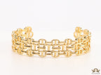 Gold plated bracelet band with link chain pattern