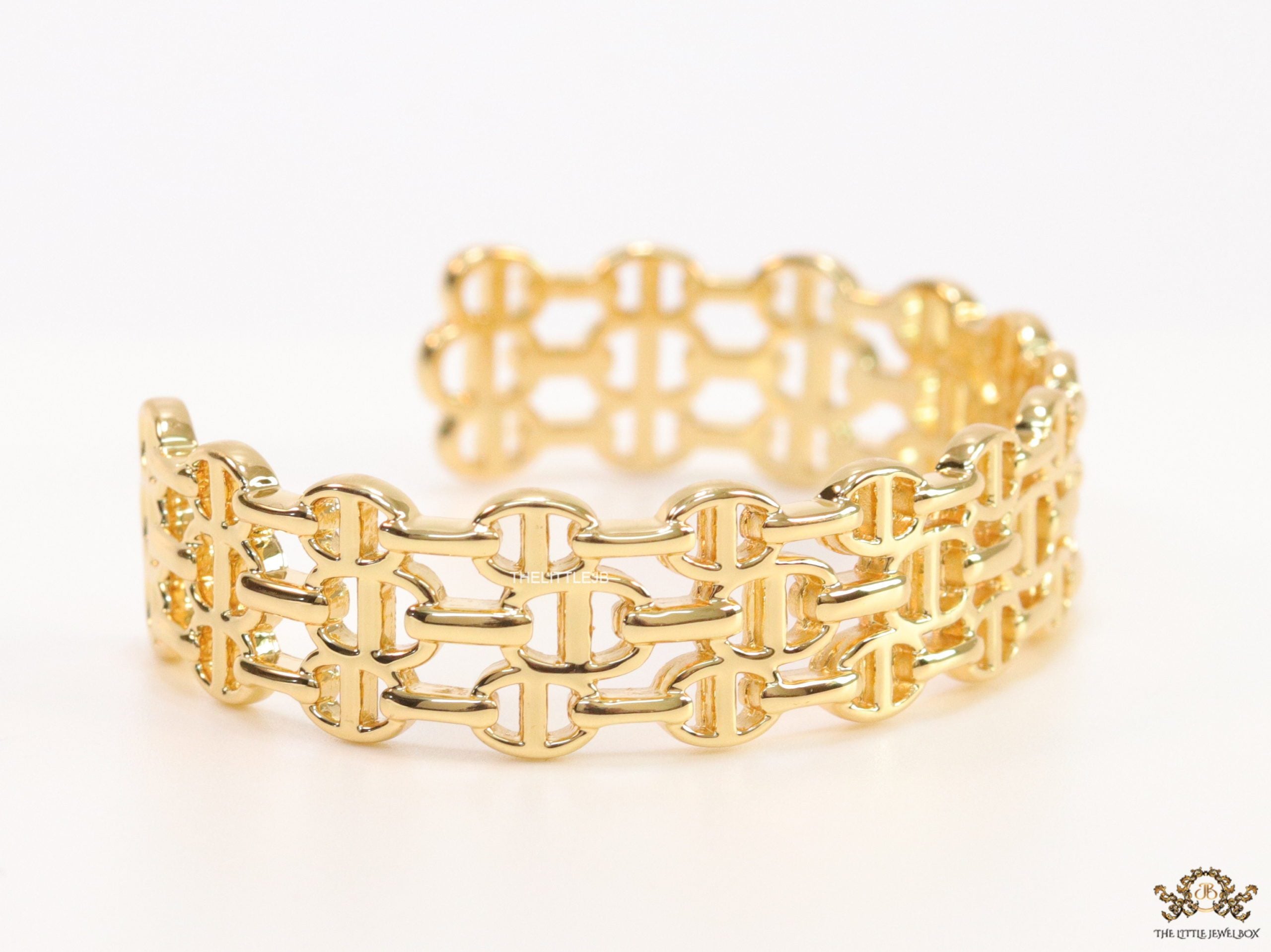 Gold plated bracelet band with link chain pattern