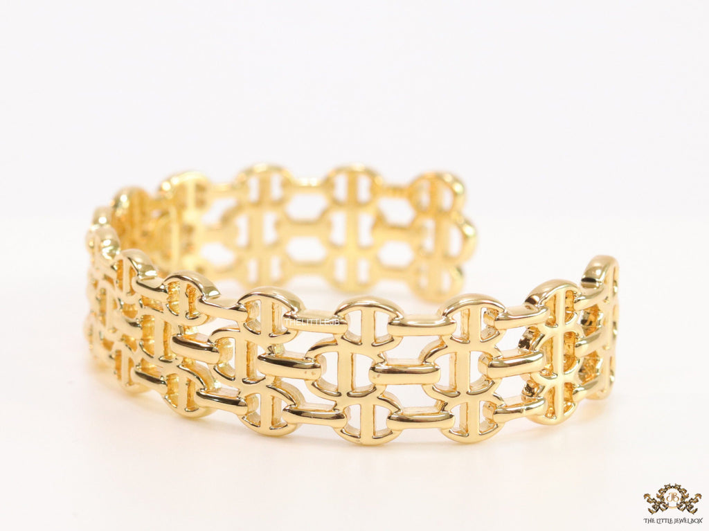 Gold plated bracelet band with link chain pattern