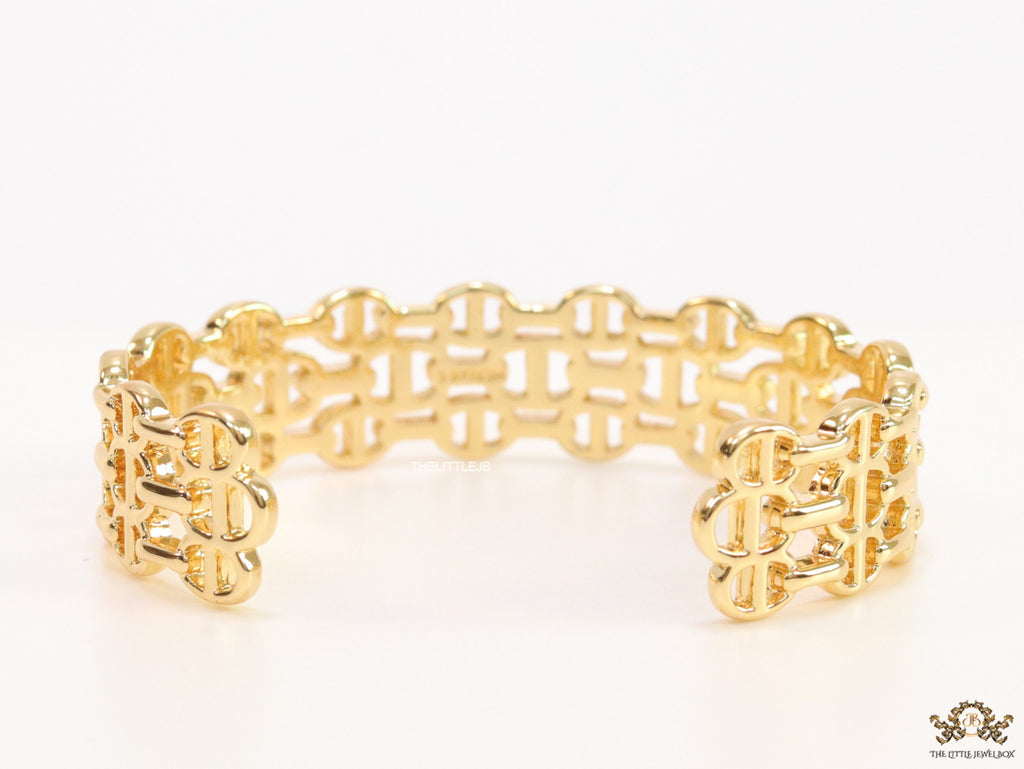 Gold plated bracelet band with link chain pattern