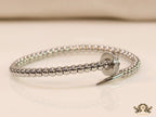 Platinum plated cz and metallic bead nail bracelet-openable