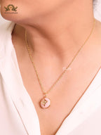 Pink clover with enamel chain