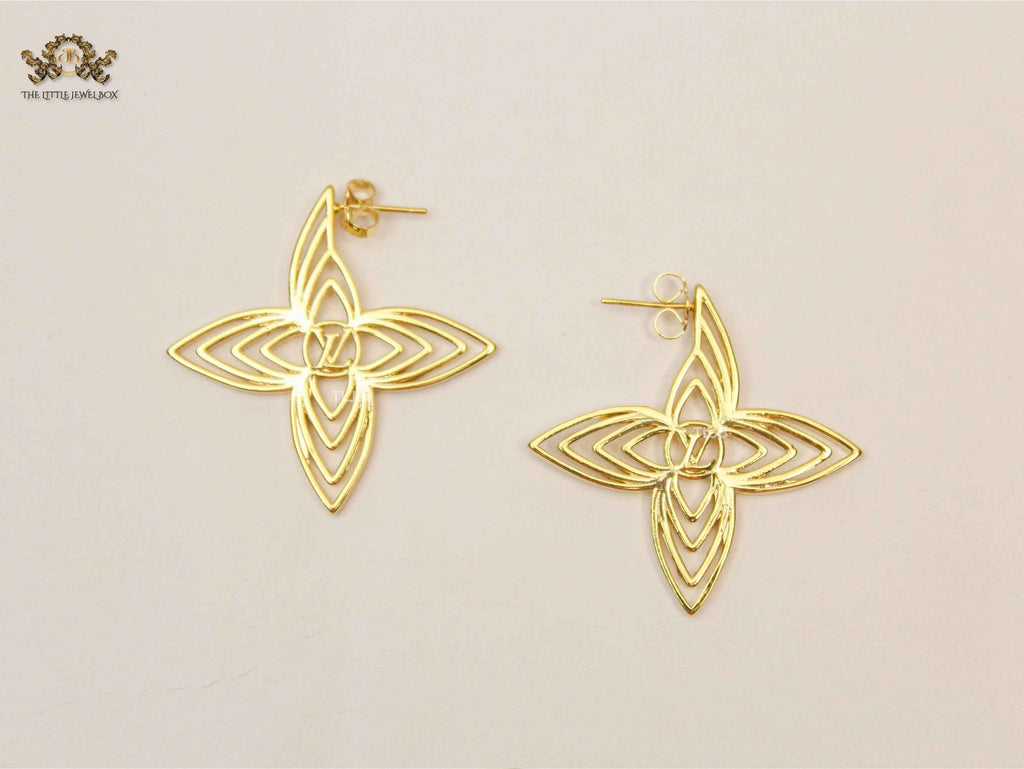 Alphabet L&V gold spike flower earrings