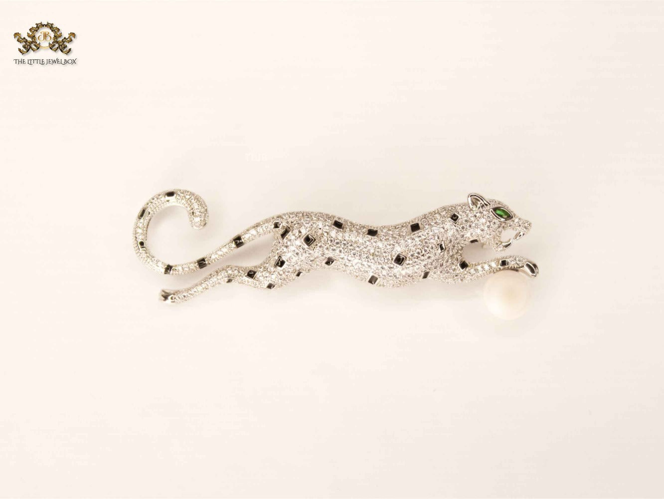 Platinum pearl Panther brooch