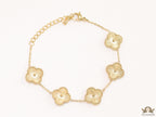 Gold plated chain bracelet with flower motifs