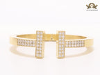 Alphabet T cz and gold bracelet