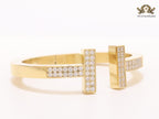 Alphabet T cz and gold bracelet
