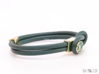 Green Leather Bracelet with golden alphabet motif