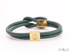 Green Leather Bracelet with golden alphabet motif