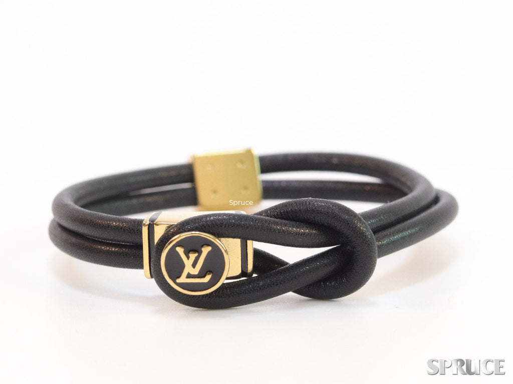 Black Leather Bracelet with golden alphabet motif