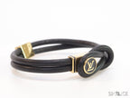 Black Leather Bracelet with golden alphabet motif