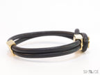 Black Leather Bracelet with golden alphabet motif