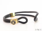 Black Leather Bracelet with golden alphabet motif