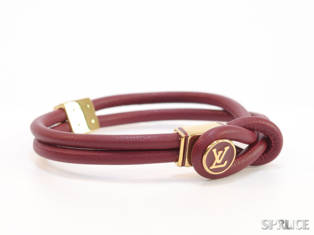Maroon Leather Bracelet with golden alphabet motif