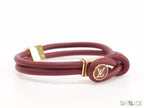 Maroon Leather Bracelet with golden alphabet motif