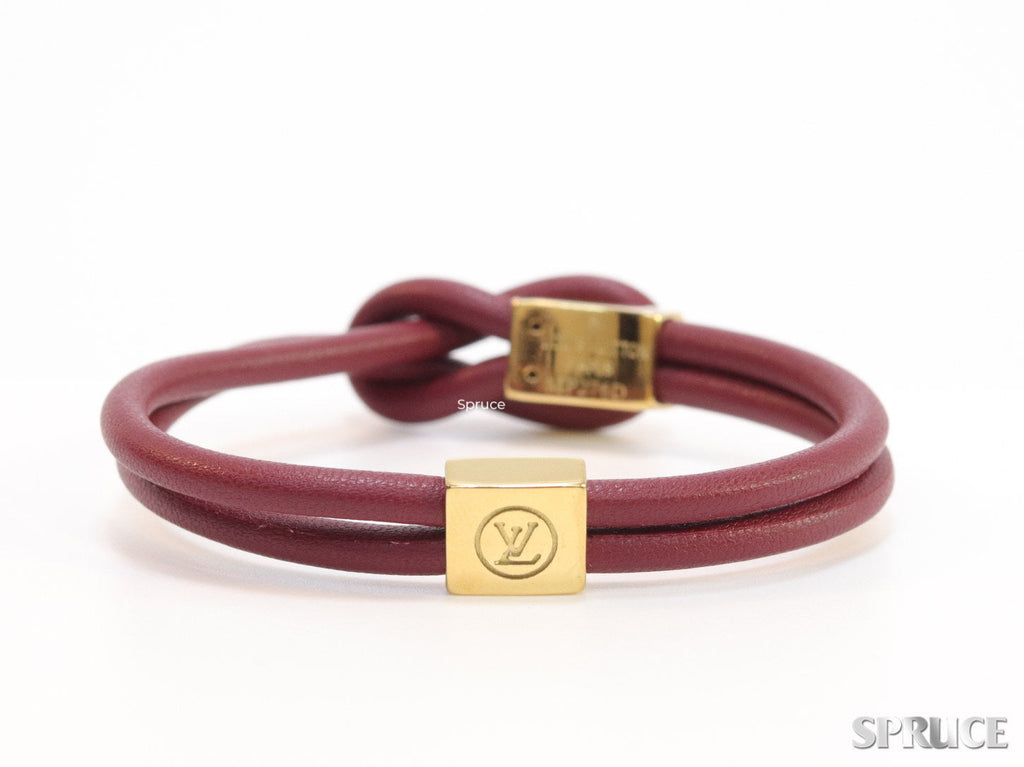 Maroon Leather Bracelet with golden alphabet motif