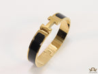 Alphabet H Black 12 mm  Bracelet in gold