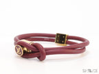 Maroon Leather Bracelet with golden alphabet motif