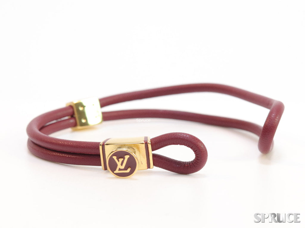 Maroon Leather Bracelet with golden alphabet motif