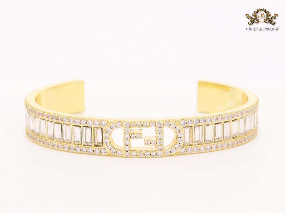 Double F gold and cz bracelet