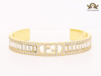 Double F gold and cz bracelet