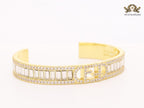 Double F gold and cz bracelet
