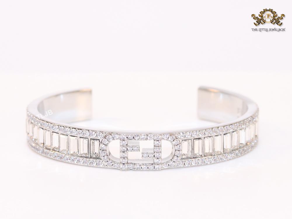 Double F platinum and cz bracelet