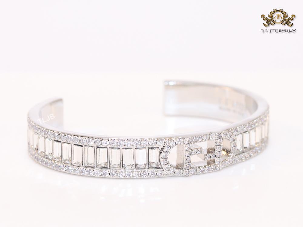 Double F platinum and cz bracelet