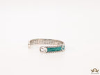 Twin G motif malachite green bracelet in matt gold finish