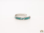 Twin G motif malachite green bracelet in matt gold finish