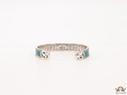Twin G motif malachite green bracelet in matt gold finish