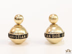 Gold plated lobe shape studs with alphabets