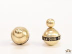 Gold plated lobe shape studs with alphabets