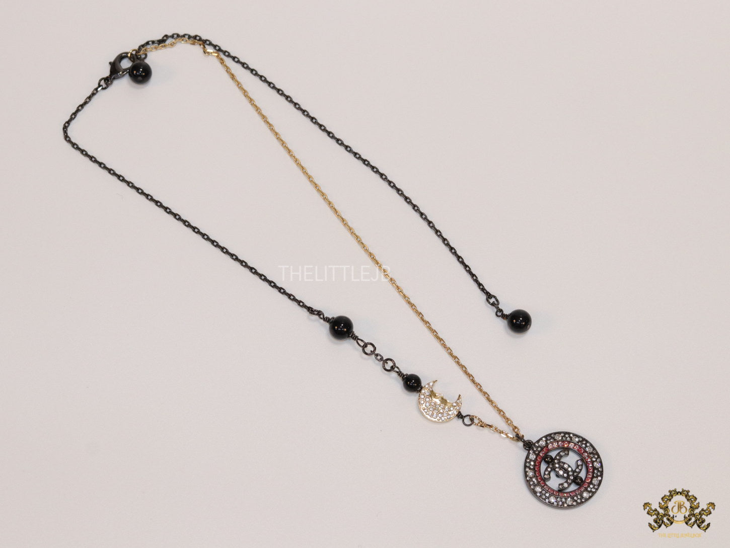 Dual plated chain necklace with cz and pearl motifs