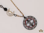 Dual plated chain necklace with cz and pearl motifs