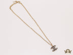 Gold plated link chain necklace with multi colored cz pendant