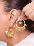 Alphabet embossed charm hoops