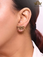 Rustic copper Alphabet C and D earrings