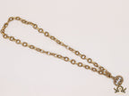 Fancy link chain golden necklace with alphabet pendant