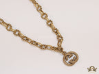 Fancy link chain golden necklace with alphabet pendant