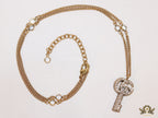 Gold plated chain necklace with cz G and key pendant