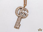Gold plated chain necklace with cz G and key pendant