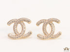 Gold plated twin C motif studs with cz