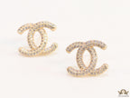 Gold plated twin C motif studs with cz